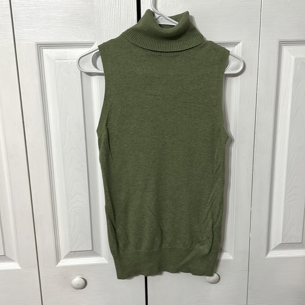 Olive green sleeveless turtleneck